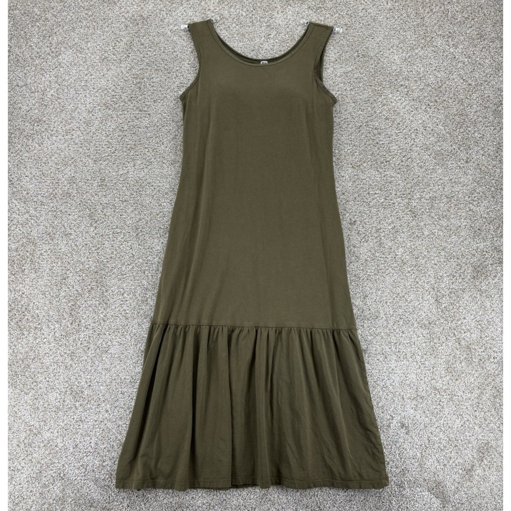 Uniqlo Built-In Bra Tank Dress Women's XS Olive Green Jersey Flared Drop Waist